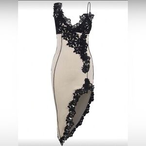 Black Lace Trim Women's Slip Dress